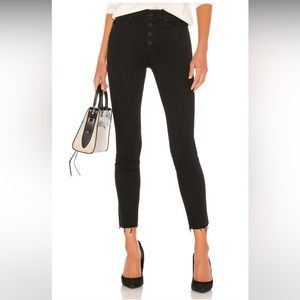 Mother The Pixie ankle fray skinny jeans, button fly, black, size 24